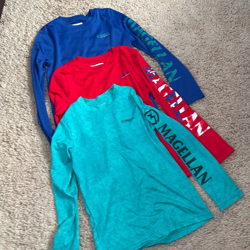 Bundle of three boys Magellan UPF protection long sleeve shirts